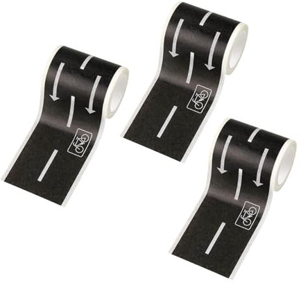 Diffaxy 3 Rollen Straße Washi Tape – DIY Verkehrs Autobahnklebeband, schwarze Straßen Klebeband Aufkleber, Selbstklebendes Straßen Klebeband für Spielzeugautos, Fahrzeugbausätze, Spielzimmer