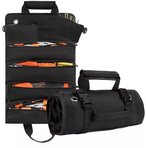 VALICLUD Techniker-werkzeugtasche Zum Aufrollen Werkzeug-organizer Mit Reißverschlüssen Tragbare Werkzeugtasche Aus Oxford-gewebe Werkzeug-rolltasche Für Kfz Und Handwerkzeuge