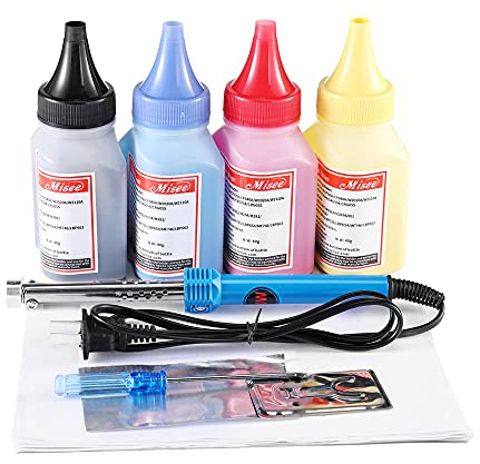 Misee Toner-Nachfüllset für HP Color LaserJet Pro 3201dw MFP 3301cdw 3301cdw 3301fdw 3301fdw 3301fdw 3301sdw 3301sdw Drucker, 4er-Pack (mit Werkzeug)