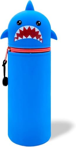 Kawaii 2-in-1 weiches Silikon-Federmäppchen, große Kapazität, Haifisch-Stifthalter, Silikon-Reißverschluss, Hai, Stifteetui für Schulbedarf, hai, Modren