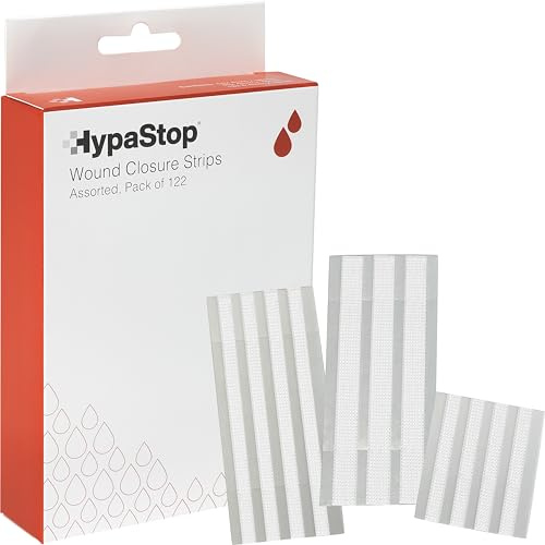 Safety First Aid HypaStop Pack of 122 Assorted Wound Closure Strips | Hypoallergenic - Sterile, Latex-Free