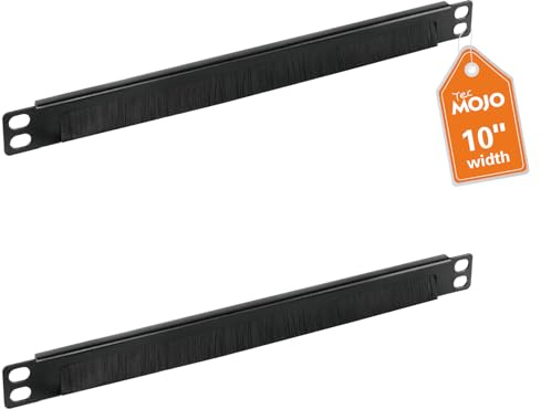 Tecmojo 0.5U Cable Management Brush Panel for 10 Width Server Rack, Rack Mount Cable Organizer for Network Cabinet, Black (2 Pack)