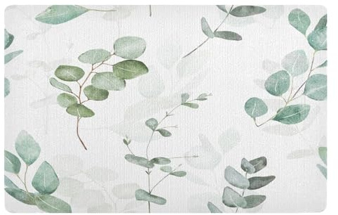 Fußmatte mit Aquarell-Eukalyptus-Mintfarbe, rutschfeste Schmutzfangmatten für Eingang, Innenbereich, Küche, 50 x 80 cm