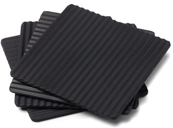 Zeal Silicone Coasters – Set of 4 Non-Slip, Water-Resistant Drink Mats for Coffee, Tea, Beer – Durable Bar Coasters, 10cm (Black)