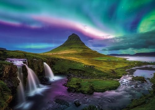Ravensburger Aurora Over Kirkjufell 1000 Piece Jigsaw Puzzle – Northern Lights Iceland Landscape, Immersive Challenge for Adults & Teens