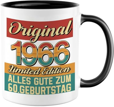 Tasse 60 Geburtstag Geschenk, 1966 Limited Edition Kaffeetasse als Geburtstagsgeschenk, 60 Geburtstag Geschenkideen für Männer und Frauen, Papa, Mama, Oma, Opa, Tante, Schwester, Keramik 350 ml