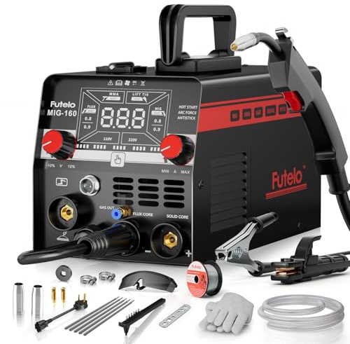 Futelo 160A MIG Welder 110V 220V Gas/Gasless Flux Core MIG/Lift TIG/Stick 4 in 1 Welding Machine, Welder Machine with Synergy for Beginner IGBT Inverter Portable Welder