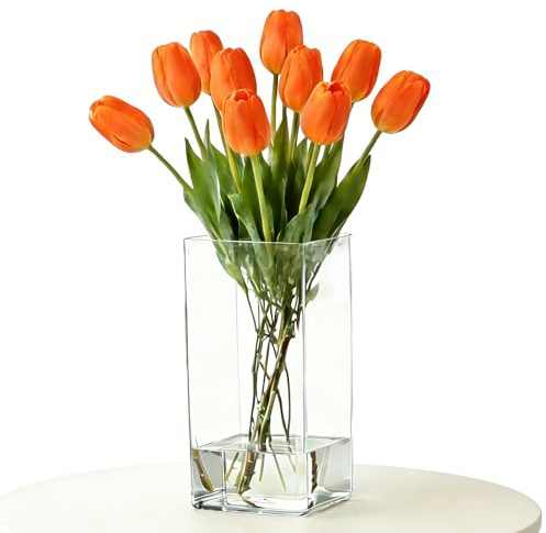 Acrylic Flower Vase Cylinder, 7.87 Tall Clear Plastic Vase for Centerpieces - Shatterproof Wedding, Event & Home Decor Vase, 3.94X7.87 Tall Square - Clear