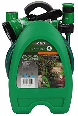 Trading Innovation 10 Meter Hose Pipe Set Mini Garden | Heavy Duty Flexible & Leak Proof | Watering Tangle Free Hose Pipe Reel Spray HQ Patio Set High Pressure Water Hose Spray (Green)