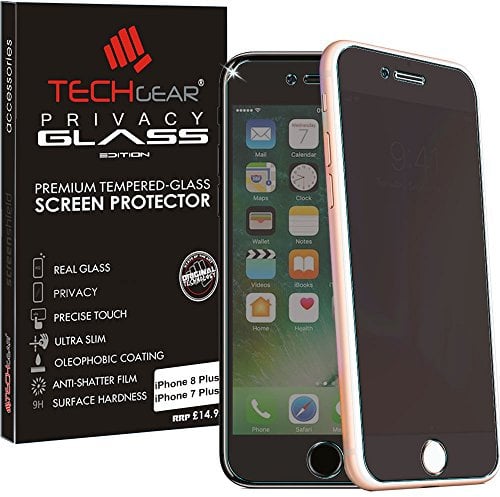 TECHGEAR Protection d'Écran Anti-Espion pour iPhone 8 Plus, iPhone 7 Plus, Protecteur d'Écran Verre de Confidentialité en Verre Trempé Compatible pour iPhone 8 Plus, iPhone 7 Plus (5.5 Pouces)