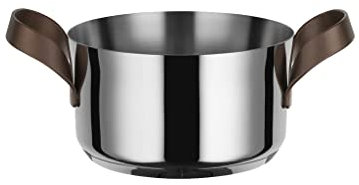 Alessi edo Casseruola a Due, Acciaio, Manici Inossidabile 18/10 con Rivestimento in Pvd, Marrone, 11.7 x 22.5 x 21.7