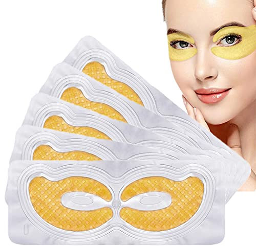 Augenpads, Eye Mask, 24k Gold Eye Patches, Anti aging Augenpads mit Hyaluron Augenpflege, Kollagen Augenmaske Feuchtigkeit spendende, entfernen Taschen, dunkle Kreise & Puffiness-5Pairs