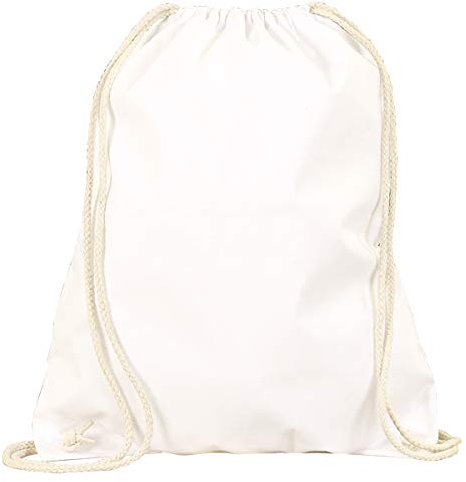 MyShirt Baumwoll Turnbeutel 38 x 46cm unbedruckt mit Kordelzug - 19 Farben - Jutebeutel OEKO-TEX® geprüft Gym Sack zum bemalen, Farbe:weiß