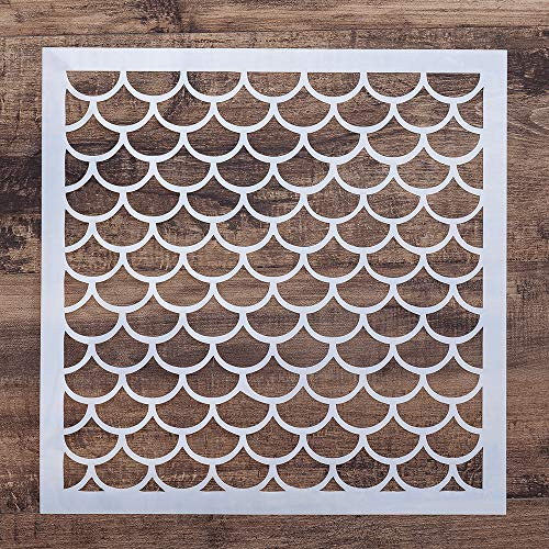 DIY Dekorative Fischschuppen-Schablone zum Malen auf Wänden, Möbeln, Handwerk (30 x 30 cm)