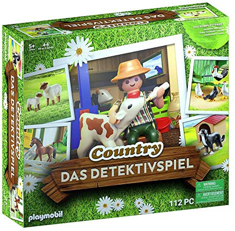 PLAYMOBIL Box 70763 Country „Das Detektivspiel“ mit 7 Country-Spielsets, Labyrinthkarte und Kochbuch, ab 5 Jahren [Exklusiv bei Amazon]