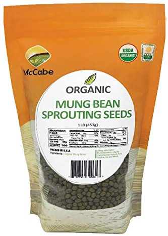 McCabe Organic Mung Bean Sprouting Seeds - Rich with Fiber & Minerals | USDA and CCOF Certified | Packed in USA | 1Lb