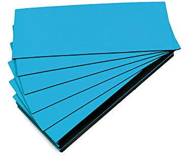 25 Magnet-Etiketten, Farbe Hellblau, Länge 10 cm – Breite 4 cm.