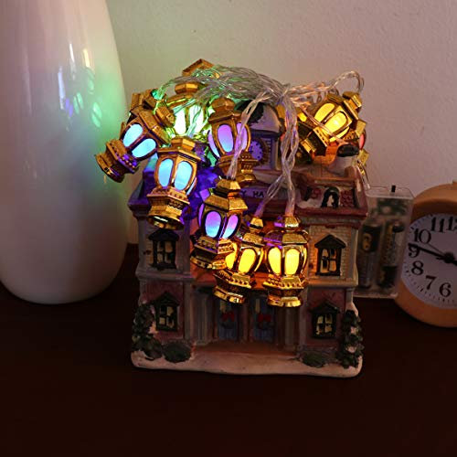 OSALADI Bunte Eid Al- Fitr Laterne String Licht Batterie Betrieben Goldene Ramadan Laterne Licht 3M 20 Leds Seil Lichter für Eid Al- Fitr Party Engagement