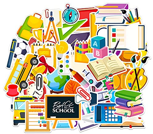 FaCraft Back to School Aufkleber, 60 Stück, wissenschaftliche Aufkleber für Studenten, Scrapbook Schulaufkleber für Kinder, Teenager, Lehrer, Wasserflaschen, Klassenzimmer-Dekorationen