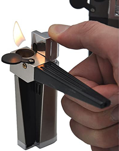 PENNY73 2 in 1 Set Accendino in Metallo con Tubo Pieghevole Portatile Pieghevole Accendino Aperto Fiamma Uomo Fumatori Gadget per Campeggio Barbecue Cucina
