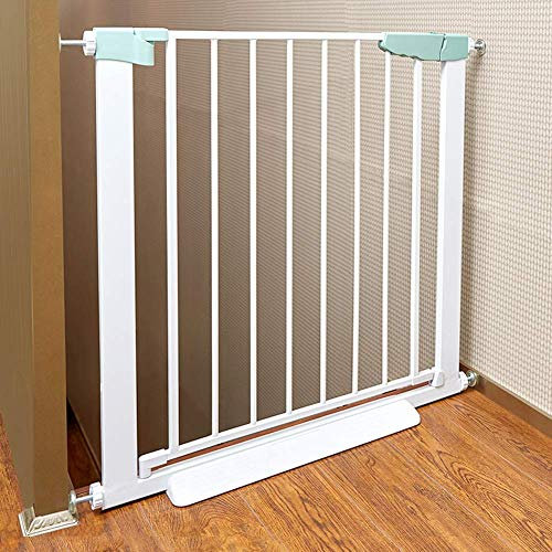 Sywlwxkq Adjustable Baby Safety Door Gate, Pet Dog Cat Fence Stair Door, Extendable Kids Safety Metal Door Gate with Separate Extensions, Fits Spaces Between 75-110cm Wide 76 Cm High
