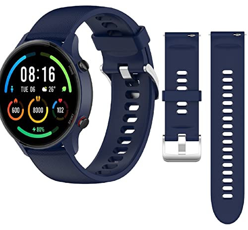 QULLOO Correa para Xiaomi Mi Watch/Xiaomi Watch S1 /S1 Active / S3 / Xiaomi Watch 2/ Redmi Watch 5 Active/Watch 5 Lite, 22MM Flexible Silicona Reloj de Recambio Brazalete Correa de Repuesto, Azul