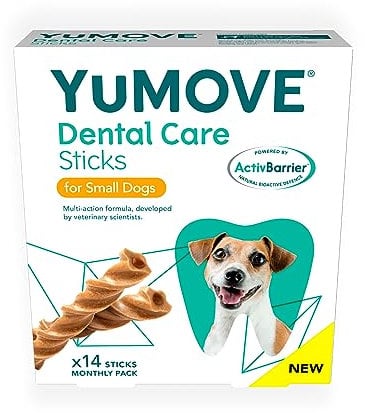 Lintbells YuMOVE Dental Care | Dental Sticks for Small Dogs | 14 Pack | Tasty Chews with Natural Ingredients which Target Plaque & Freshen Breath,White