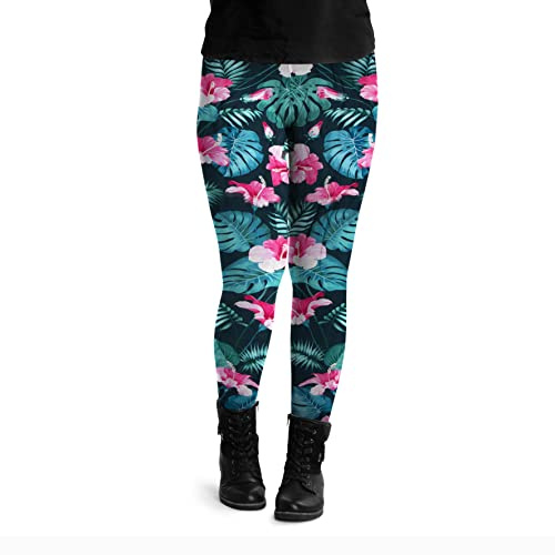 cosey Damen Bunte Bedruckte Blumen Leggings