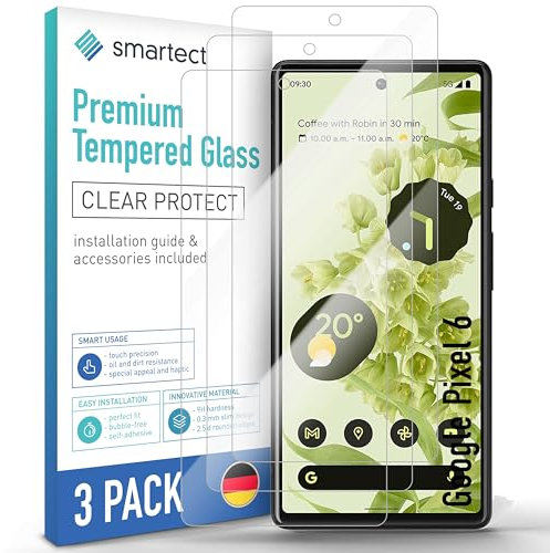 smartect Schutzglas [3 Stück, Klar] kompatibel mit Google Pixel 6, HD Schutzfolie Anti-Kratzer, Blasenfrei, 9H Härte, 0.3 mm Ultra-klar, Ultrabeständig