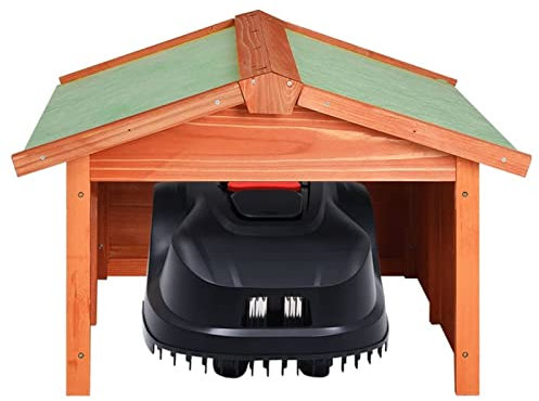 Susany Tannenholz Massiv Mähroboter Garage Dach Unterstand Überdachung Rasenmäher Überdachung Holzgarage Rasenroboter Mährobotergarage 72 x 87 x 50 cm (B x T x H)