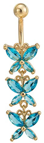 Dsnyu 4.07G Bauchnabel Ringe Piercing, Blau Piercing Bauchnabel Unecht Mädchen, Nabelpiercing Edelstahl Zirkonia Nabelpiercing Flexibel