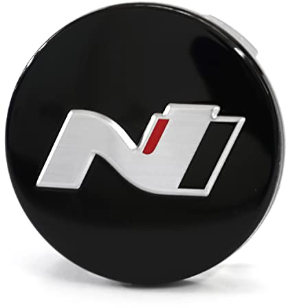 Hyundai 52960I3000 Radzierkappe (1 Stück) Radnabenkappe N-Logo Nabendeckel Radkappe, schwarz/Chrom