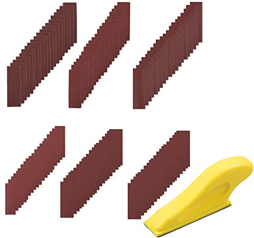 SPEEDWOX kit de 121 micro ponceuse, outils de ponçage avec poignée,20 feuilles chacune des grains assortis de 80, 120, 180, 240, 400, 600