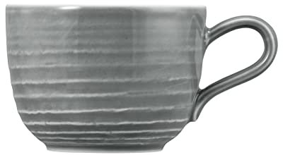 Seltmann Weiden Terra Kaffeetasse, 260 ml, Kaffeeobertasse mit spiralförmigem Relief, Spülmaschinen- und mikrowellenfest, Porzellan, Perlgrau