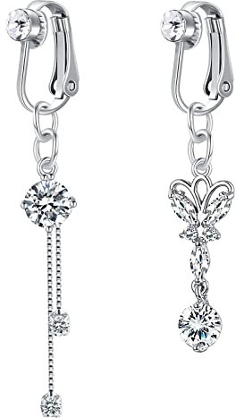 vcmart 2stk Fake Bauchnabelpiercing Clip Rings Faux Falsche Kein Piercing Bauchnabel Klemme Herz Blume Schmetterling Anhänger