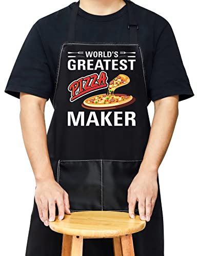 WZMPA Verstellbare Schürze für Pizzaliebhaber, mit Tasche, Pizza-Koch, Geschenke der Welt der größten Pizza-Macher, Schürze für Männer und Frauen, Größe M