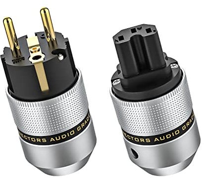 Tertullus High-End HiFi Netzstecker Aluminium Vergoldete Schukostecker & KaltgerÄtestecker kupplung,high-end Steckverbindungen(vergoldete, E820)