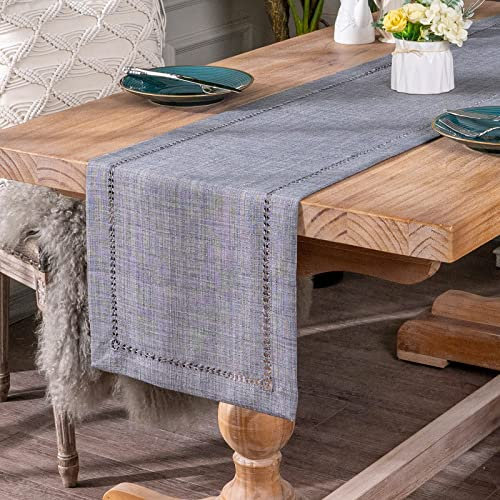 ARTABLE Moderner Rechteck Tischläufer für Zuhause Hochzeit - Elegante Vintage Tischdekoration in Dunkel Grau, 35 x 140 cm