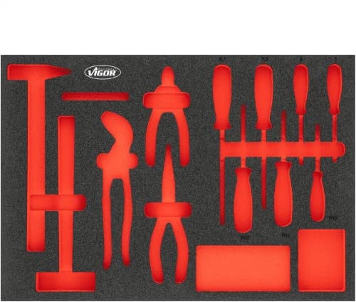 VIGOR Weichschaumeinlage, leer, V5634N-L, 2K Weichschaumeinlage, Höhe 35 mm | Länge 563 mm, Breite 393 mm, Höhe 35 mm, 160 g, L x B x H: 563 mm x 393 mm x 35 mm, 2K Weichschaumeinlage