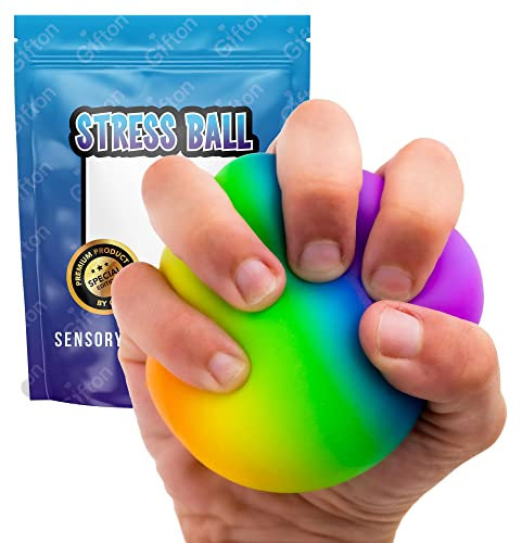 Gifton - Rainbow DNA Stress Relief Ball - Novelty Fidget Toy ADHD Anxiety Physio Therapy - Gift for Kids Adults Men Women Teen - Birthday Present for Girl Boy Christmas Stocking Filler