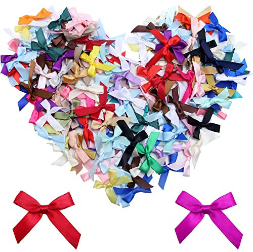 Keboyoe 150 Stück 4 CM Kleine Schleifen Zum Basteln, Mini Schleifen Zum Basteln, Satinschleifen Mini,Deko Satinschleifen Klein für DIY Basteln Hochzeitsdekoration Geschenk