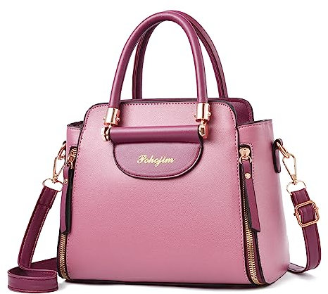 NICOLE & DORIS Sac à Main Femme Élégant - Petit Sac à Bandoulière en PU Cuir - Sac D'épaule Multicolore Crossbody Classique à Poignée Supérieure - Rose Foncé