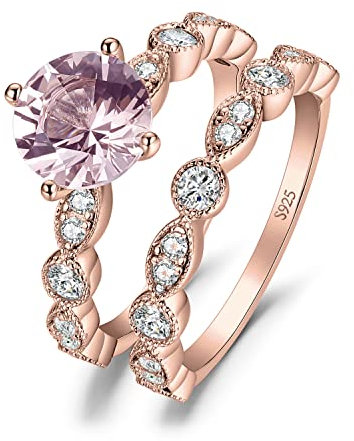 JewelryPalace 2.5ct Anelli Donna Argento 925 con Creato Morganite Zaffiro Rosa, Marquise Infinito Anello Solitario Oro Rosa con Pietra, Fedine Fidanzamento Matrimonio Anello Promessa Set Gioielli 9.5