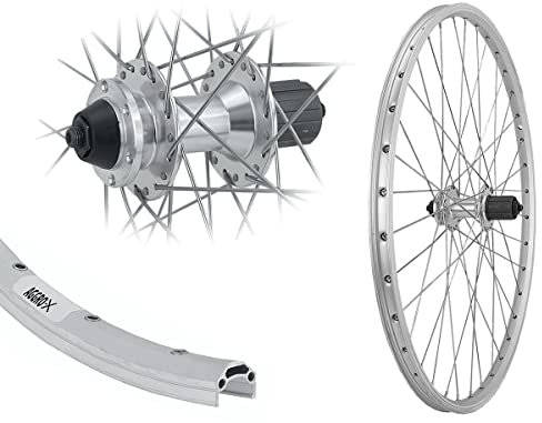 AGGRO-X 26 Zoll Alu Hinterrad V-Brake 19-559 Laufrad Hohlkammerfelge 6-Loch Bremsscheibe Disc Kassette 8-10fach