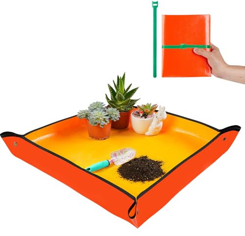 Repotting Mat for Indoor Plant Transplanting & Potting Soil Mess Control, 26.8 X 26.8 Portable Potting Tray Succulent Plant Mat Indoor Gardening Tools
