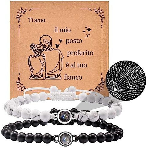 Cheerslife Braccialetto Di Proiezione Ti Amo In 100 Lingue Braccialetti Di Coppia Regalo Per Uomo Fidanzato Fidanzata Marito Moglie Anniversario San Valentino Natale Compleanno Regalo Per Lui E Lei