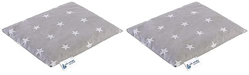 Kirschkernkissen Körnerkissen groß Wärmekissen 500g Rechteck 20x25cm Öko Natur 100% Baumwolle Medi Partners Wärme + Kältetherapie Massagetherapie (Weiße Sterne mit Graue) (Packung mit 2)