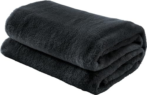 Erwin Müller Teddy-Fleece-Wohndecke Salerno, Fleece-Decke, Kuscheldecke anthrazit Größe 150x200 cm - flauschig weich, pflegeleicht