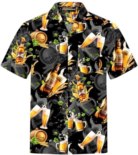 Hawaii Hemd Männer Baumwolle Größe S - 8XL Herren Hawaiihemd Kurzarm Bier