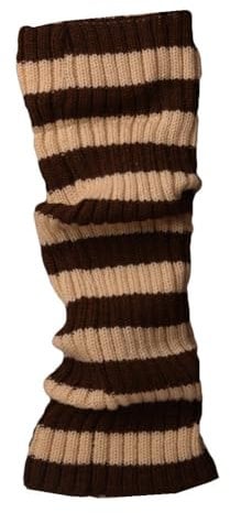 FANSU Soft Winter Long Leg Warmers, Knit Leg Warmers, Warm Long Boot Socks, Women's Gaiters for Dance or Ballet (4 pairs, striped brown)